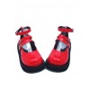 Red 2.5" Heel High Cute Suede Round Toe Ankle Straps Platform Lady Lolita Shoes