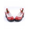 Red 2.2" High Heel Gorgeous Polyurethane Round Toe Ankle Straps Platform Girls Lolita Shoes