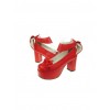 Red 3.1" Heel High Lovely PU Round Toe Cross Straps Platform Women Lolita Shoes