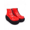 Red 3.1" Heel High Sexy Suede Round Toe Ankle Straps Platform Lady Lolita Shoes