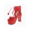 Red 3.7" Heel High Romatic Patent Leather Round Toe Ankle Straps Platform Women Lolita Shoes