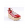 Red 3.1" High Heel Lovely Synthetic Leather Pointed Toe Ankle Straps Platform Girls Lolita Shoes