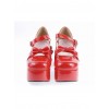 Red 3.7" High Heel Cute PU Round Toe Strap Bowknot Platform Girls Lolita Shoes