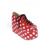 Red 3.9" Heel High Elegant PU Point Toe Cross Straps Platform Lady Lolita Shoes