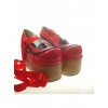 Red 3.9" Heel High Beautiful Patent Leather Round Toe Ankle Straps Platform Women Lolita Shoes