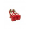 Red 4.9" Heel High Romatic PU Round Toe Scalloped Platform Girls Lolita Shoes