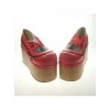 Red 3.9" Heel High Beautiful Patent Leather Round Toe Ankle Straps Platform Women Lolita Shoes