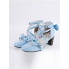 Sky-Blue 2.5" Heel High Elegant Patent Leather Point Toe Cross Straps Platform Women Lolita Shoes