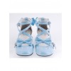 Sky-Blue 2.5" Heel High Elegant Patent Leather Point Toe Cross Straps Platform Women Lolita Shoes