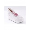 White 2.4" High Heel Sexy PU Scalloped Lace Tie Platform Girls Lolita Shoes