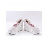 White 2.4" High Heel Sexy PU Scalloped Lace Tie Platform Girls Lolita Shoes