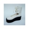 White 2.6" Heel High Gorgeous Polyurethane Round Toe Cross Straps Platform Girls Lolita Shoes