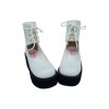 White 2.6" Heel High Gorgeous Polyurethane Round Toe Cross Straps Platform Girls Lolita Shoes