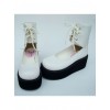 White 2.6" Heel High Gorgeous Polyurethane Round Toe Cross Straps Platform Girls Lolita Shoes