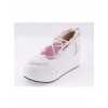 White 2.4" High Heel Sexy PU Scalloped Lace Tie Platform Girls Lolita Shoes