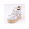 White 2.7" Heel High Adorable Patent Leather Round Toe Bow Decoration Platform Lady Lolita Shoes