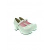 White 2.9" Heel High Cute Synthetic Leather Point Toe Cross Straps Platform Women Lolita Shoes