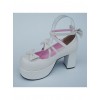 White 3.1" Heel High Adorable Patent Leather Round Toe Bow Platform Lady Lolita Shoes