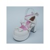 White 3.1" Heel High Adorable Patent Leather Round Toe Bow Platform Lady Lolita Shoes