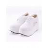 White 3.1" Heel High Romatic Suede Point Toe Cross Straps Platform Women Lolita Shoes