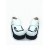 White 3.5" Heel High Beautiful Synthetic Leather Round Toe Cross Straps Platform Girls Lolita Shoes