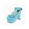 Sky-Blue 3.7" Heel High Special Polyurethane Round Toe Cross Straps Platform Lady Lolita Shoes