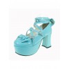 Sky-Blue 3.7" Heel High Special Polyurethane Round Toe Cross Straps Platform Lady Lolita Shoes