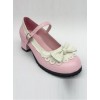 Sweet Lace Bowknot Pink Matte Lolita High Heel Shoes