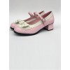 Sweet Lace Bowknot Pink Matte Lolita High Heel Shoes