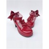 T-shaped Buckles Wine Red Mirror Face Bowknot Lolita High Heel Shoes