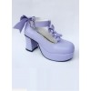 T-shaped Buckles Violet Matte Bowknot Lolita High Heel Shoes