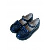 The Small Clock Series Round-toe Bowknot Sweet Lolita Patent Leather Flat Shoes