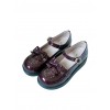 The Small Clock Series Round-toe Bowknot Sweet Lolita Patent Leather Flat Shoes