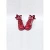 T-shaped Buckles Wine Red Mirror Face Bowknot Lolita High Heel Shoes