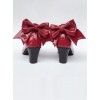 T-shaped Buckles Wine Red Mirror Face Bowknot Lolita High Heel Shoes