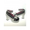 White & Black 2.9" Heel High Cute Synthetic Leather Round Toe Bowknot Platform Girls Lolita Shoes