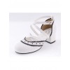 White & Black 2.6" High Heel Gorgeous Patent Leather Round Toe Criss Cross Straps Scalloped Platform Girls Lolita Shoes