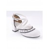 White & Black 2.6" High Heel Gorgeous Patent Leather Round Toe Criss Cross Straps Scalloped Platform Girls Lolita Shoes