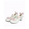 White & Pink 1.8" Heel High Cute Suede Point Toe Bowknot Platform Girls Lolita Shoes