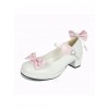 White & Pink 1.8" Heel High Cute Suede Point Toe Bowknot Platform Girls Lolita Shoes