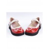 White & Red 1.2" High Heel Adorable Patent Leather Round Toe Strap Heart Decoration Platform Girls Lolita Shoes