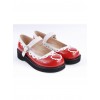 White & Red 1.2" High Heel Adorable Patent Leather Round Toe Strap Heart Decoration Platform Girls Lolita Shoes