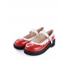 White & Red 1.2" High Heel Adorable Patent Leather Round Toe Strap Heart Decoration Platform Girls Lolita Shoes