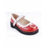 White & Red 1.2" High Heel Adorable Patent Leather Round Toe Strap Heart Decoration Platform Girls Lolita Shoes