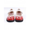 White & Red 1.2" High Heel Adorable Patent Leather Round Toe Strap Heart Decoration Platform Girls Lolita Shoes