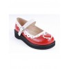 White & Red 1.2" High Heel Adorable Patent Leather Round Toe Strap Heart Decoration Platform Girls Lolita Shoes