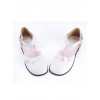 White 1" High Heel Classical PU Round Toe Ankle Straps Bowknot Platform Girls Lolita Shoes