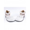 White 1" High Heel Classical PU Round Toe Ankle Straps Bowknot Platform Girls Lolita Shoes