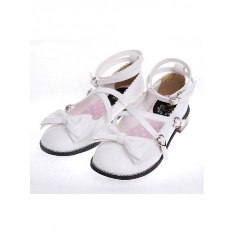 White 1.0" Heel High Adorable Polyurethane Point Toe Ankle Straps Platform Girls Lolita Shoes