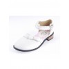 White 1" High Heel Classical PU Round Toe Ankle Straps Bowknot Platform Girls Lolita Shoes